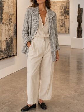 Allie Coosh XL Textured Lagenlook Artwear Open Front Long Topper Jacket